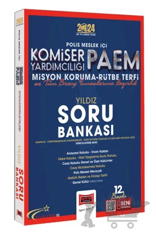 2024 Polis Meslek İçi PAEM Komiser Yardımcılığı Misyon Koruma Rütbe Terfi ve Tüm Branş Sınavlarına Yönelik Yıldız Soru Bankası – Kolektif – Yargı Yayınevi kitap kapağı