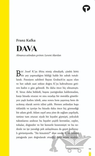 Dava – Franz Kafka – Turkuvaz Kitap kitap kapağı