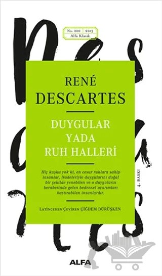 Duygular ya da Ruh Halleri – Rene Descartes – Alfa Yayınları kitap kapağı