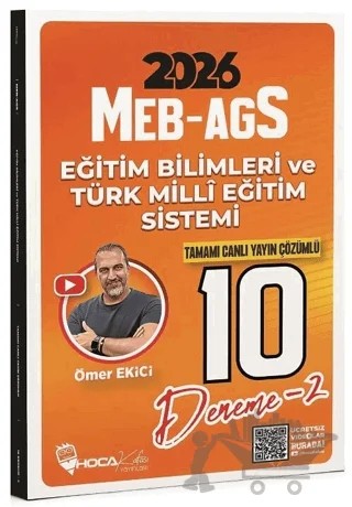 2026 MEB-AGS Eğitim Bilimleri ve Türk Milli Eğitim Sistemi 10 Deneme Çözümlü – Ömer Ekici – Hoca Kafası Yayınları kitap kapağı