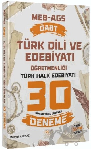 ÖABT MEB-AGS Türk Dili ve Edebiyatı Öğretmenliği Türk Halk Edebiyatı 30 Deneme Çözümlü – Mahmut Kurnaz – CBA Akademi kitap kapağı