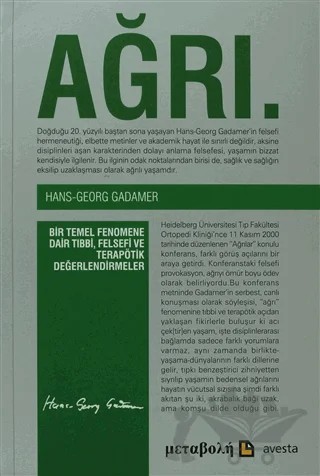 Ağrı / Eş – Hans Georg Gadamer – Avesta Yayınları kitap kapağı