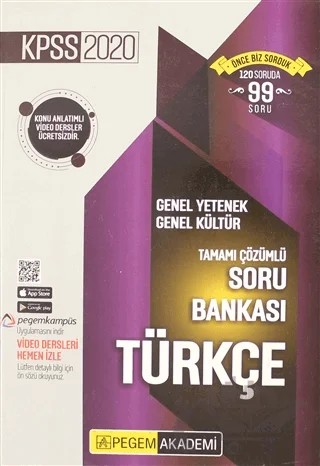 2020 KPSS Genel Yetenek Genel Kültür Tamamı Çözümlü Soru Bankası -Türkçe – Kolektif – Pegem Akademi Yayıncılık kitap kapağı