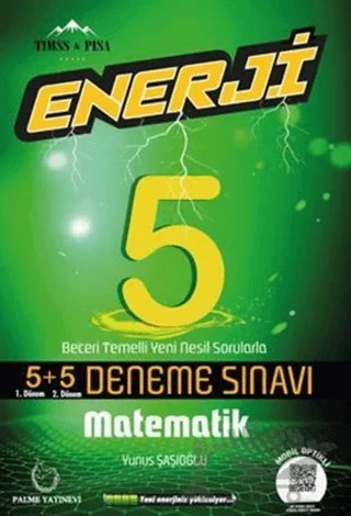 Enerji 5. Sınıf Matematik 5+5 Deneme Sınavı – Yunus Şaşıoğlu – Palme Yayınları kitap kapağı