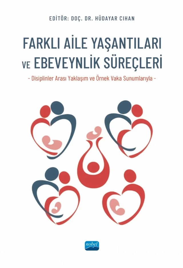FARKLI AİLE YAŞANTILARI VE EBEVEYNLİK SÜREÇLERİ (Disiplinler Arası Yaklaşım ve Örnek Vaka Sunumlarıyla) – Ayça Saraç, Aygül Nalbant, Bilge Abukan, Çiçek Nilsu Varlıklar Demirkazık, Elmas Akın Altıncı, Emel Genç, Emine İnan, Esin Zengin Taş, Esra Çalık Var, Fatma Bıyık Sarı, Fatma Peker, Gülsüm Çamur, Hatice Demirbaş, Hatice Öztürk, İ. Mahmut Ceyhan, İlkiz Altınoğlu Dikmeer, Merve Deniz Pak Güre, Muhamme – Nobel Akademik Yayıncılık kitap kapağı