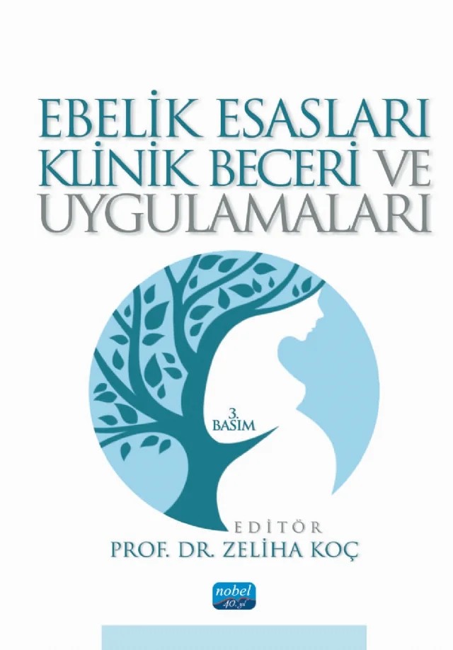 EBELİK ESASLARI Klinik Beceri ve Uygulamaları – Aslı Kurtgöz, Asuman Şener, Banu Terzi, Canan Eraydın, Münevver Sönmez, Seval Ağaçdiken Alkan, Tuğba Çınarlı, Zeliha Koç, Zeynep Sağlam – Nobel Akademik Yayıncılık kitap kapağı