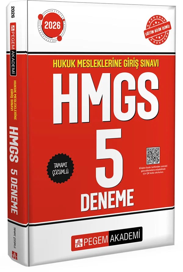 2026 Hukuk Mesleklerine Giriş Sınavı HMGS Tamamı Çözümlü 5 Deneme – Değerli Okuyucularımız – Pegem Akademi Yayıncılık kitap kapağı