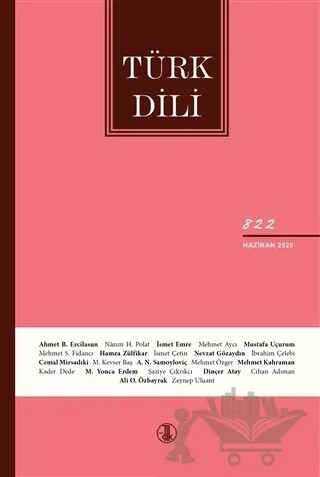 Türk Dili Dergisi Sayı: 822 Haziran 2020 – Türk Dil Kurumu Yayınları kitap kapağı