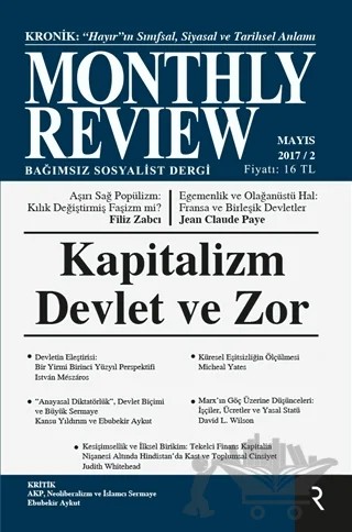 Monthly Review Bağımsız Sosyalist Dergi Mayıs 2017/ 2. Sayı – Monthly Review Dergisi kitap kapağı