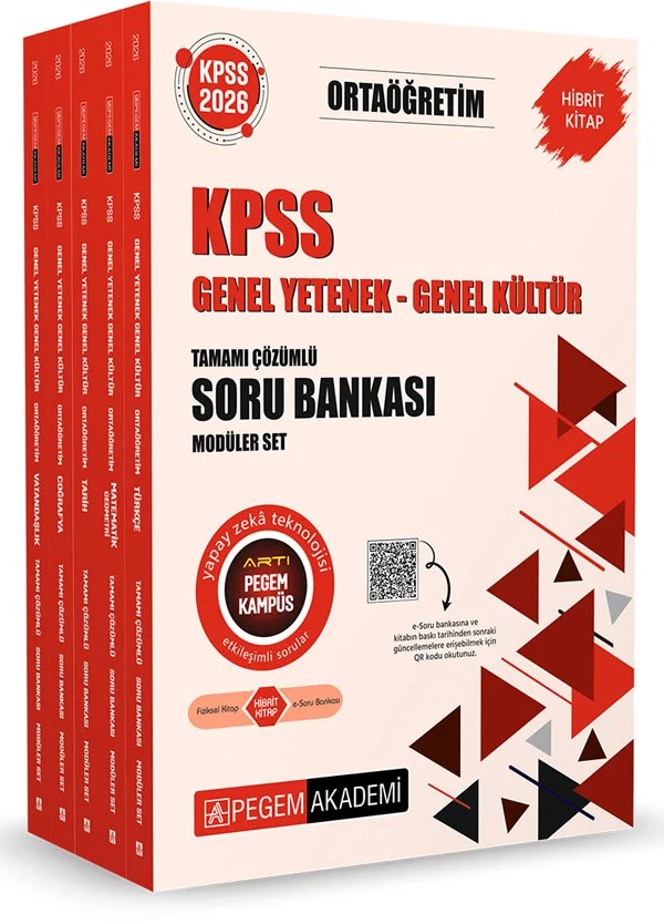 2026 KPSS Ortaöğretim Soru Bankası Modüler Set Genel Yetenek Genel Kültür Tamamı Çözümlü (5 Kitap) – Pegem Akademi Yayıncılık kitap kapağı