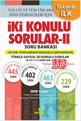 İki Konulu Sorular - 2 Soru Bankası – Sefer Yürük – Ensar Neşriyat kitap kapağı