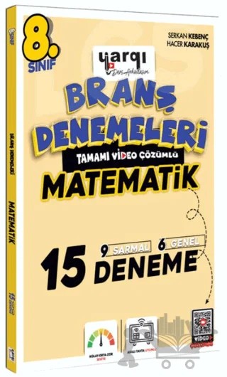 8. Sınıf Tamamı Video Çözümlü Matematik 15 Branş Denemeleri – Serkan Kebenç – Yargı Yayınevi kitap kapağı