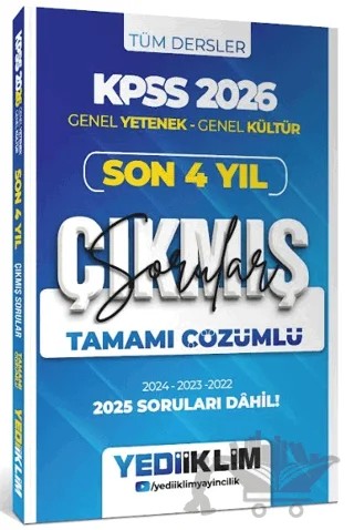 2026 KPSS Genel Yetenek Genel Kültür Son 4 Yıl Tamamı Çözümlü Çıkmış Sorular – Kolektif – Yediiklim Yayınları kitap kapağı