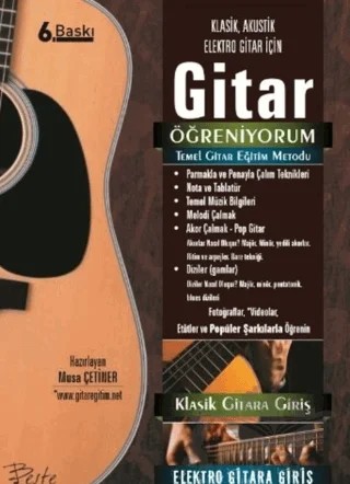 Gitar Öğreniyorum - Temel Gitar Eğitim Metodu – Musa Çetiner – Beste Yayınları kitap kapağı