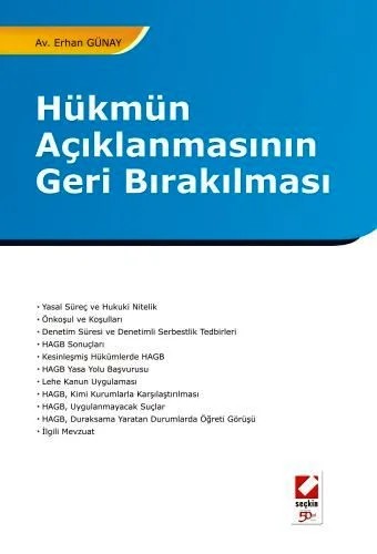 Hükmün Açıklanmasının Geri Bırakılması – Erhan Günay – Seçkin Yayıncılık kitap kapağı