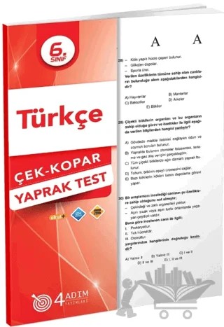 6. Sınıf Türkçe Çek Kopar Yaprak Test – Kolektif – 4 Adım Yayınları kitap kapağı