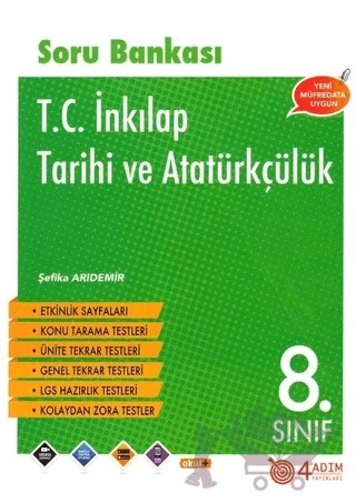 8. Sınıf T.C. İnkılap Tarihi ve Atatürkçülük Soru Bankası – Şefika Arıdemir – 4 Adım Yayınları kitap kapağı