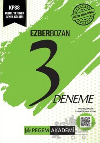 Ezberbozan KPSS Genel Yetenek Genel Kültür Tamamı Çözümlü 3 Deneme – Kolektif – Pegem Akademi Yayıncılık kitap kapağı