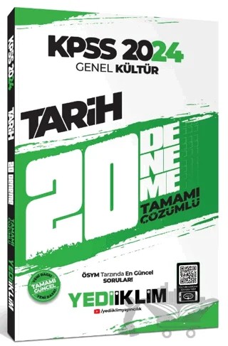 2024 KPSS Genel Kültür Tarih Tamamı Çözümlü 20 Deneme – Kolektif – Yediiklim Yayınları kitap kapağı