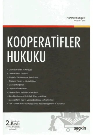 Kooperatifler Hukuku – Mahmut Çoşkun – Seçkin Yayıncılık kitap kapağı
