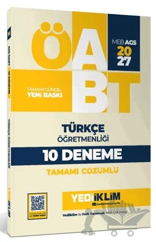 2027 MEB AGS ÖABT Türkçe Öğretmenliği Tamamı Çözümlü 10 Deneme – Kolektif – Yediiklim Yayınları kitap kapağı