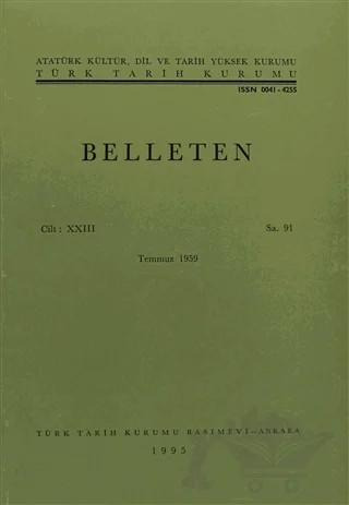 Belleten Sayı: 91 Cilt: 23 – Türk Tarih Kurumu Yayınları kitap kapağı