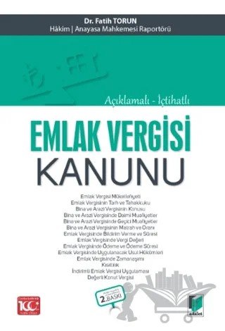 Açıklamalı - İçtihatlı Emlak Vergisi Kanunu – Fatih Torun – Adalet Yayınevi kitap kapağı
