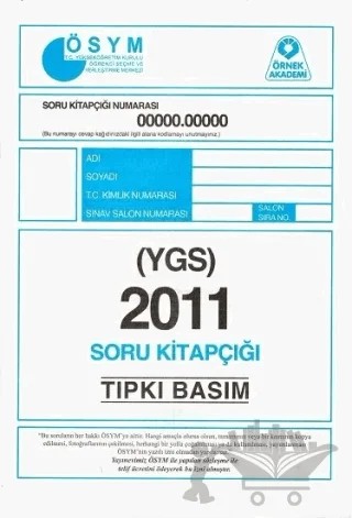 2011 YGS ÖSYM Tıpkı Basım Soru Kitapçığı – Kolektif – Örnek Akademi kitap kapağı