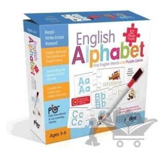 English Alphabet - First English Words and Puzzle Game - 52 Pieces Puzzle - Ages 3-6 – Kolektif – Piar Kids kitap kapağı
