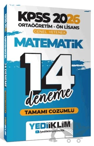 2026 KPSS Ortaöğretim Ön Lisans Genel Yetenek Matematik Tamamı Çözümlü 14 Deneme – Kollektif – Yediiklim Yayınları kitap kapağı