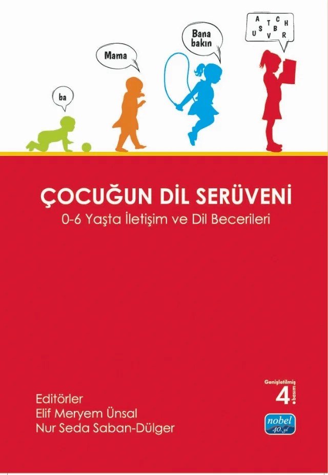 ÇOCUĞUN DİL SERÜVENİ - 0-6 Yaşta İletişim ve Dil Becerileri – Beyza Nur Dükar, Eda İyigün, Elif Meryem Ünsal, Nur Seda Saban Dülger, Seda Esersin, Sema Acar Ünalgan, Şükriye Kayhan Aktürk – Nobel Akademik Yayıncılık kitap kapağı