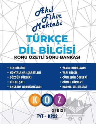 Türkçe Dil Bilgisi Konu Özetli Soru Bankası – Kolektif – Akıl Fikir Mektebi kitap kapağı