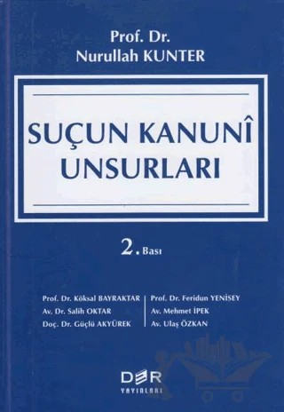 Suçun Kanuni Unsurları – Nurullah Kunter – Der Yayınları kitap kapağı