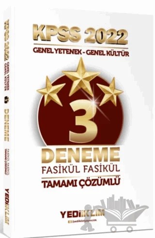2022 KPSS Lisans GY-GK Tamamı Çözümlü Fasikül 3 Yıldız Deneme – Kolektif – Yediiklim Yayınları kitap kapağı