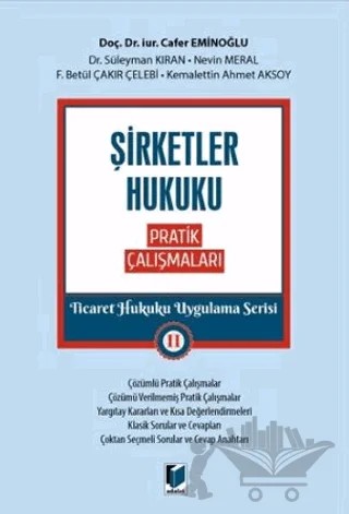 Şirketler Hukuku Pratik Çalışmaları – Cafer Eminoğlu – Adalet Yayınevi kitap kapağı