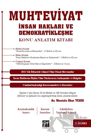 Muhteviyat İnsan Hakları ve Demokratikleşme – Mustafa İlker Tekir – Gazi Kitabevi kitap kapağı