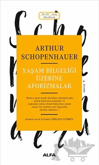 Yaşam Bilgeliği Üzerine Aforizmalar – Arthur Schopenhauer – Alfa Yayınları kitap kapağı
