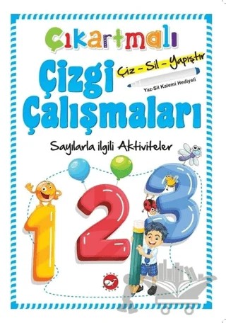 Çıkartmalı Çizgi Çalışmaları - Sayılarla İlgili Aktiviteler – Kolektif – Beyaz Balina Yayınları kitap kapağı