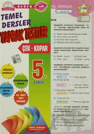 Gönül 5. Sınıf Temel Dersler Yaprak Testler (Çek - Kopar) – Kolektif – Gönül Yayıncılık kitap kapağı