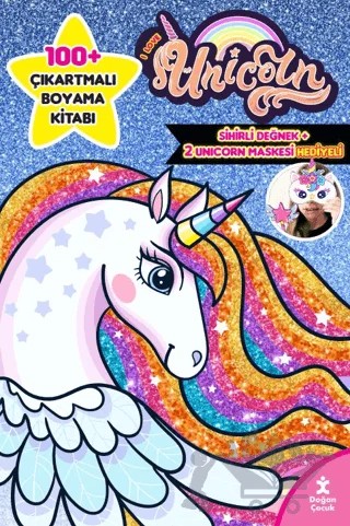 I Love Unicorn 100+ Çıkartma Hediyeli Boyama Kitabı – Kolektif – Doğan Çocuk kitap kapağı