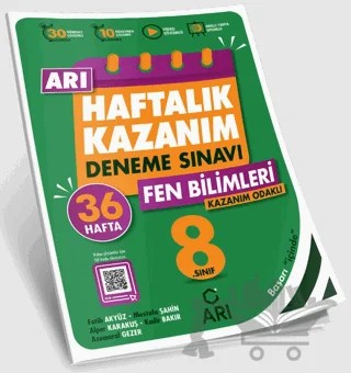 8. Sınıf Fen Bilimleri Arı Haftalık Kazanım Deneme – Fatih Akyüz, Mustafa Şahin, Alper Karakuş, Kadir Bakır, Asumaral Gezer – Arı Yayıncılık kitap kapağı