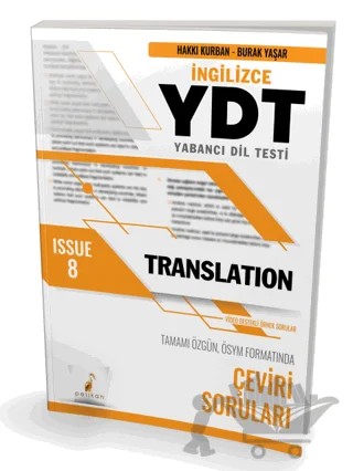 YDT İngilizce Translation Issue 8 – Hakkı Kurban, Burak Yaşar – Pelikan Tıp Teknik Yayıncılık kitap kapağı