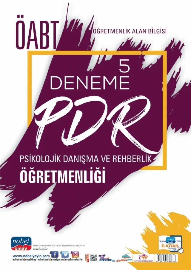 ÖABT PDR Psikolojik Danışma ve Rehberlik Öğretmenliği - Öğretmenlik Alan Bilgisi - 5 Deneme – Komisyon – Nobel Sınav kitap kapağı