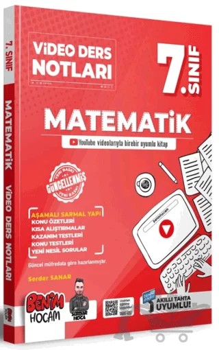7. Sınıf Matematik Video Ders Notları (Konu Anlatımı) – Serdar Sanar – Benim Hocam Yayınları kitap kapağı