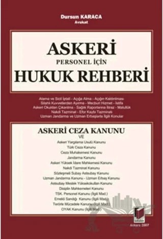 Askeri Personel İçin Hukuk Rehberi – Dursun Karaca – Adalet Yayınevi kitap kapağı