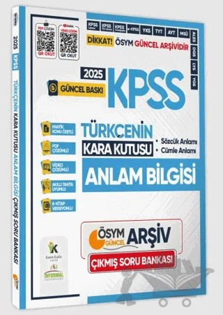 2025 KPSS Türkçenin Kara Kutusu ANLAM BİLGİSİ (Sözcük-Cümle) D.Çözümlü Konu Özetli Soru Bankası – Kolektif – Karakutu Yayın kitap kapağı