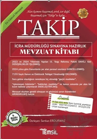 Takip İcra Müdürlüğü Sınavına Hazırlık Mevzuat Kitabı – Sertkan Erdurmaz – Temsil Kitap kitap kapağı