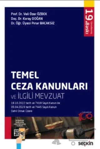 Temel Ceza Kanunları ve İlgili Mevzuat – Veli Özer Özbek, Pınar Bacaksız, Koray Doğan – Seçkin Yayıncılık kitap kapağı
