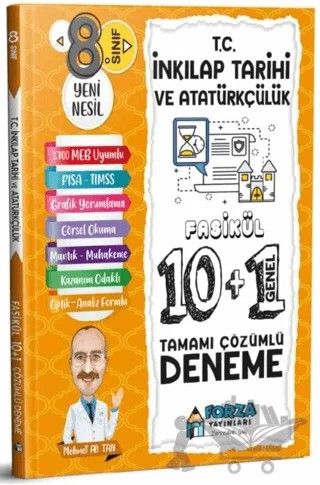 8. Sınıf LGS T.C. İnkılap Tarihi ve Atatürkçülük Tamamı Çözümlü Fasikül 10 Branş 1 Genel Deneme – Mehmet Ali Tan – Forza Yayınları kitap kapağı