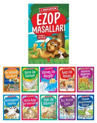 Ezop Masalları Seti - 10 Kitap Takım Küçük Boy – Ezop – Ema Çocuk kitap kapağı